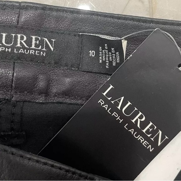 Ralph Lauren Woman’s Pants Size 10 Black Nappa Leather Skinny High Rise Reg Fit - Picture 1 of 6